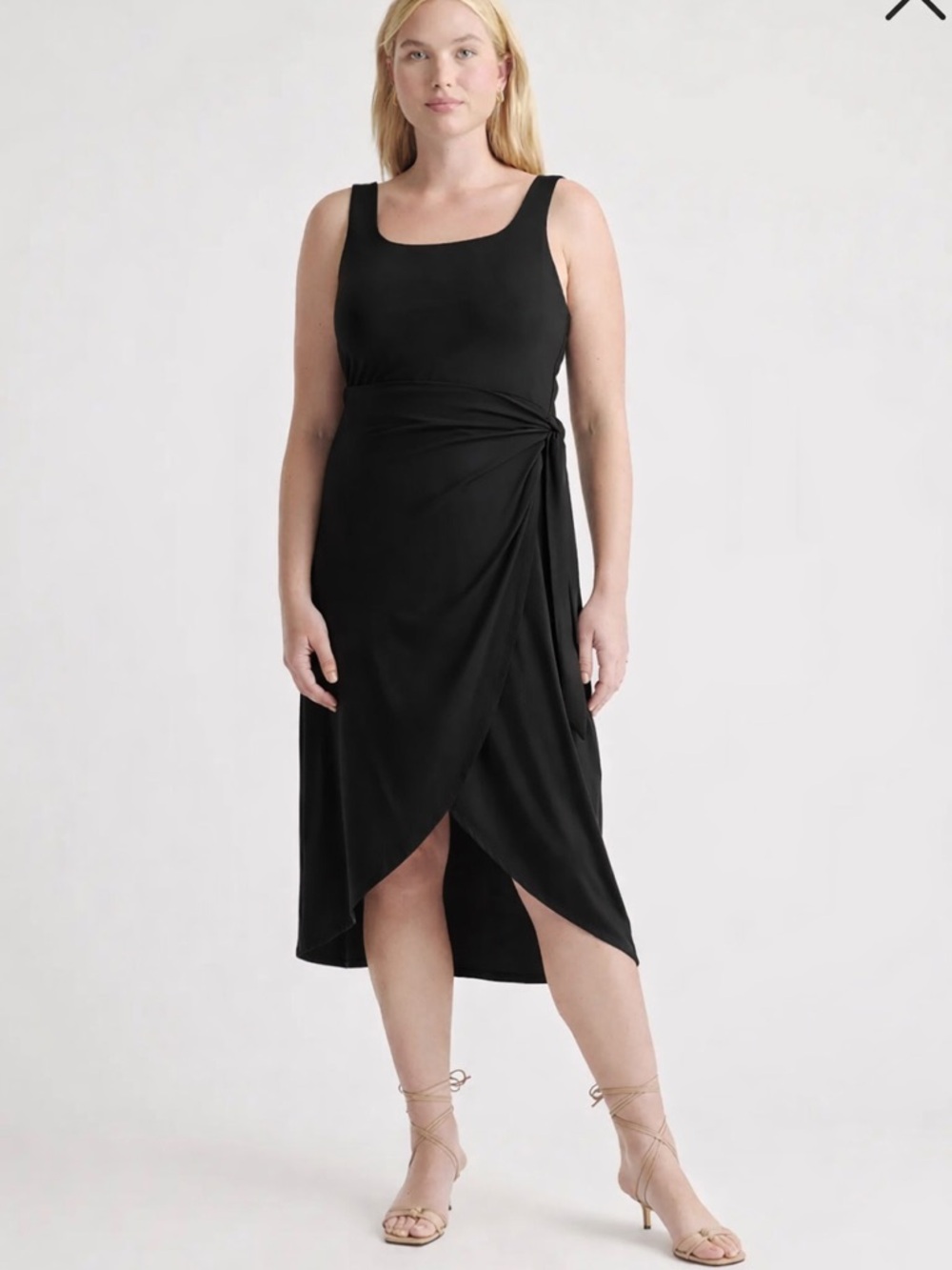 Quince Tencel Jersey Side Tie Midi Dress Size XL Wrap Dress lightweight Summer